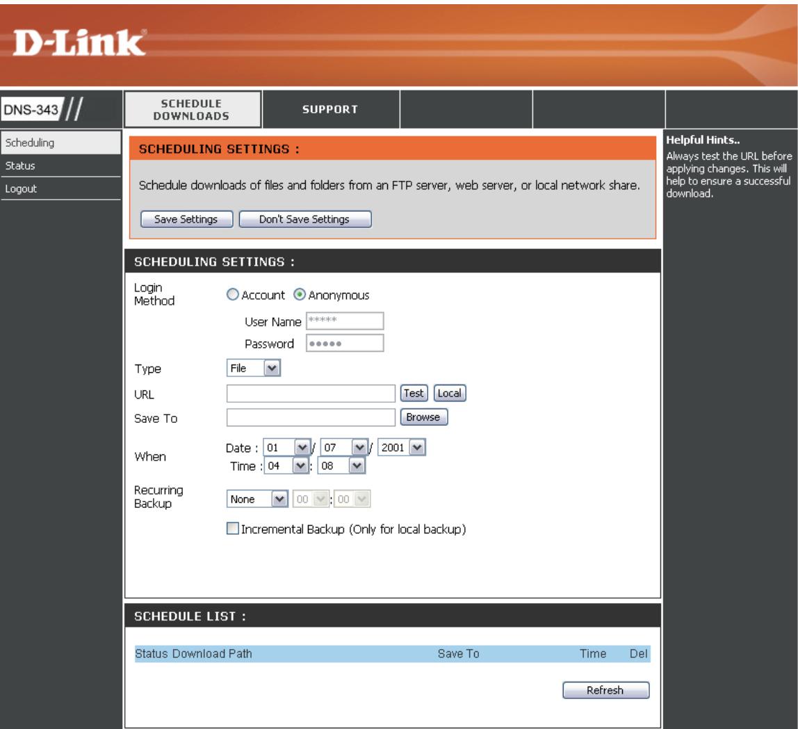 D-LINK DNS-343 - Liste des calendriers - 1