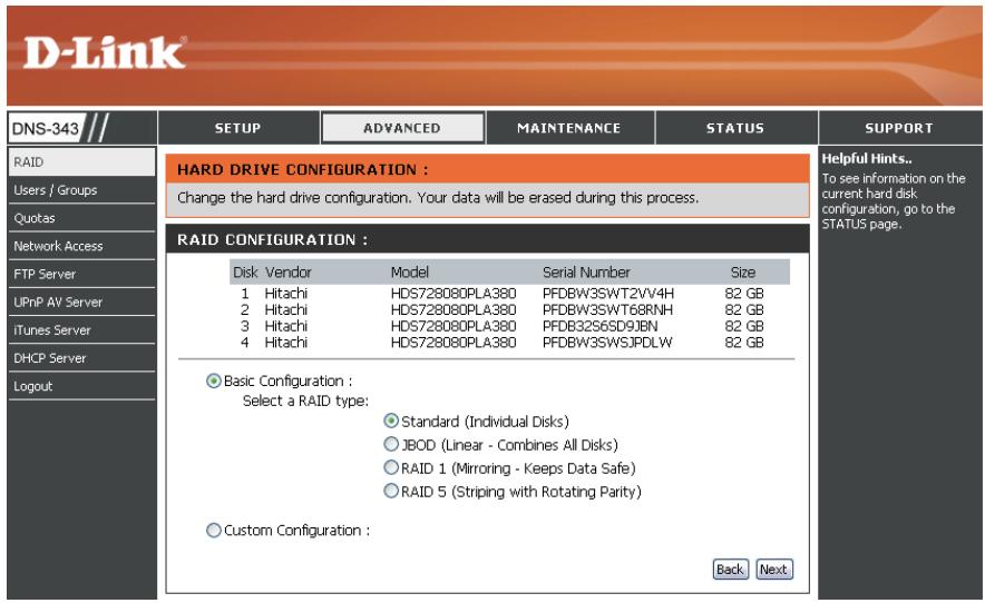 D-LINK DNS-343 - Avance RAID - 3