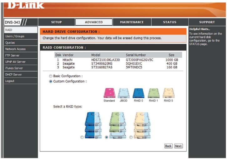 D-LINK DNS-343 - Avance RAID - 4