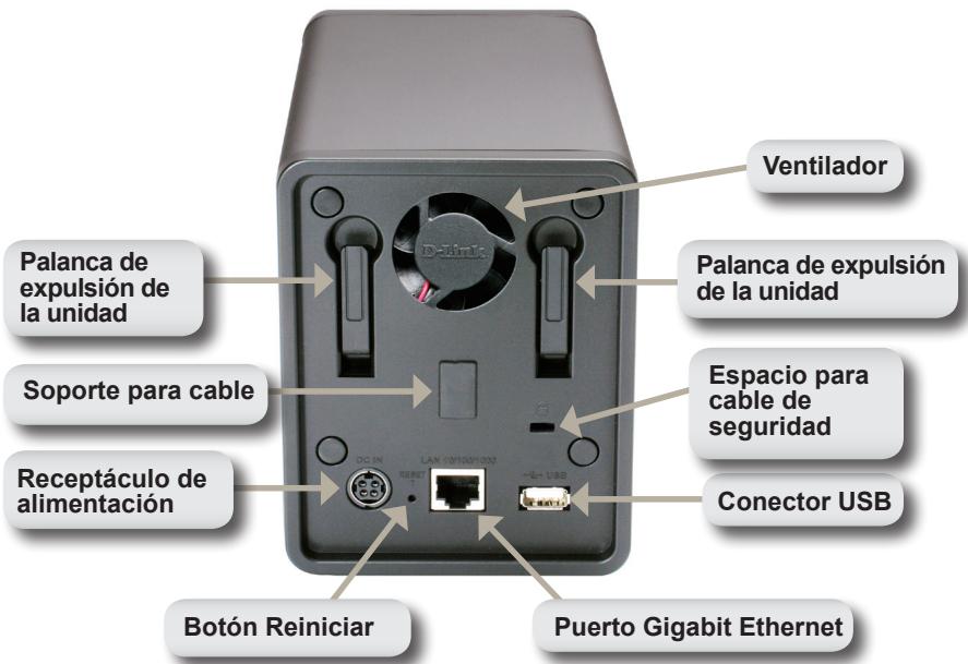 D-LINK DNS-722-4 - Panel posterior (conexiones) - 1