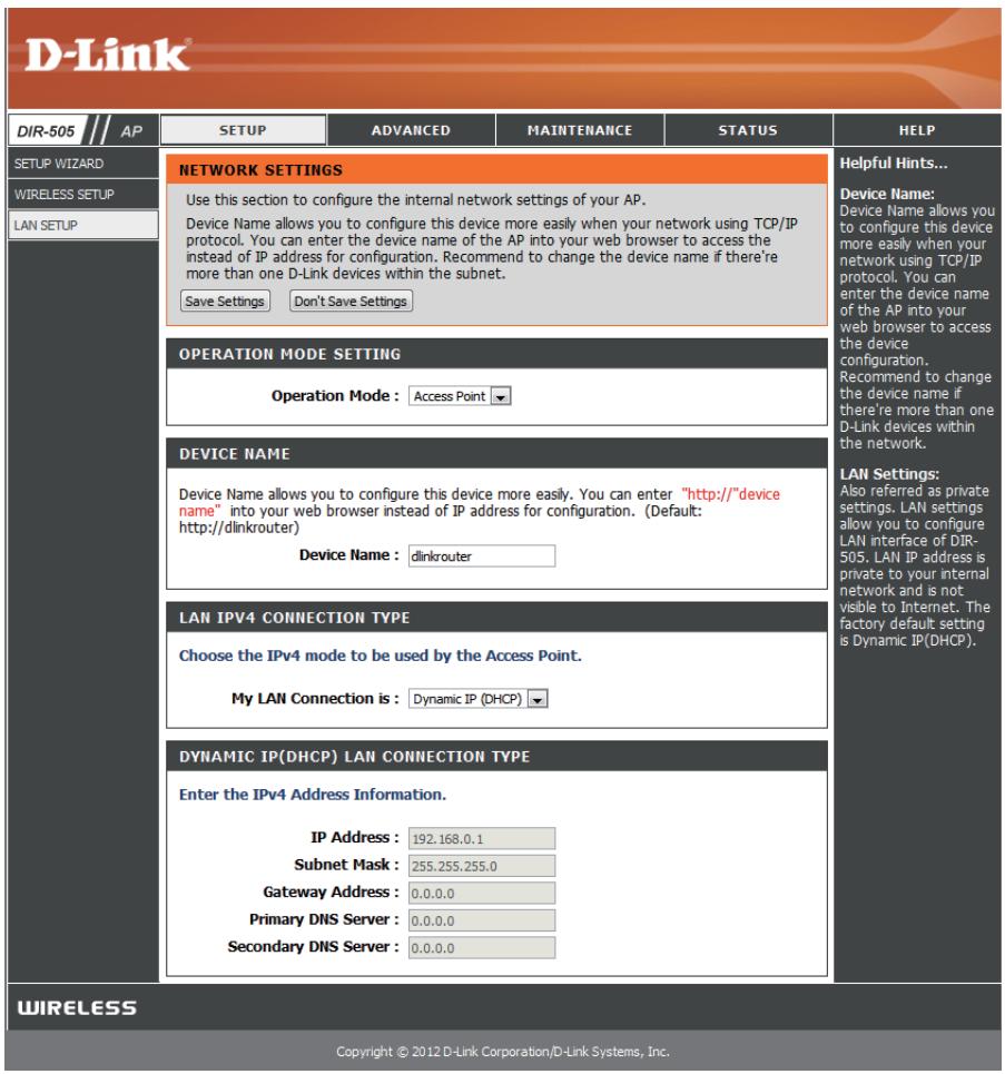 D-LINK DIR-505 - Configuration du réseau local - 1