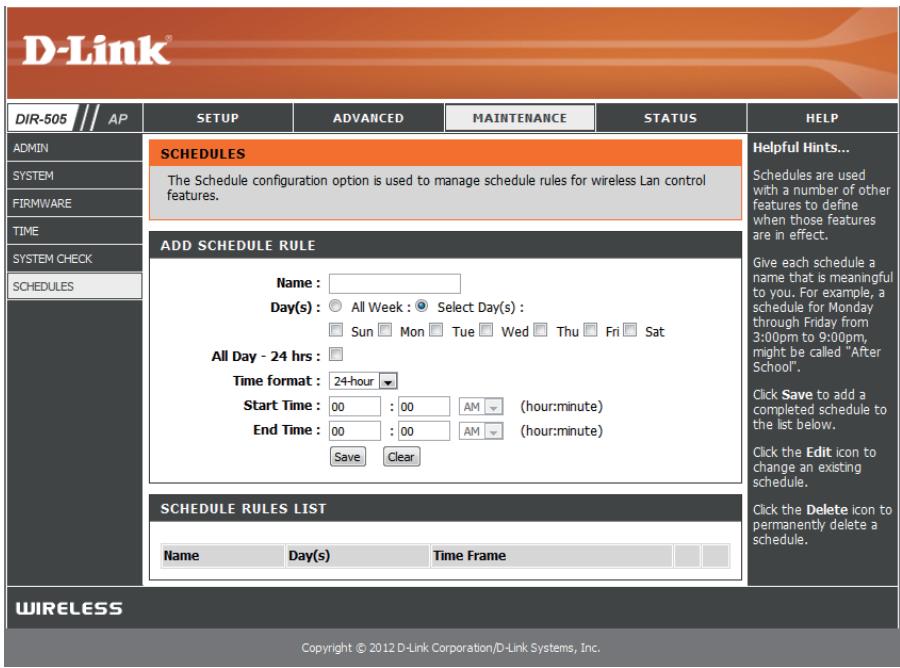 D-LINK DIR-505 - Tâches planifiées - 1