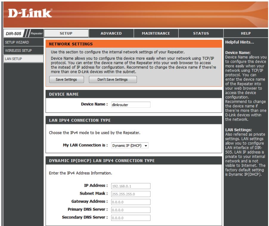 D-LINK DIR-505 - Configuration du réseau local - 1