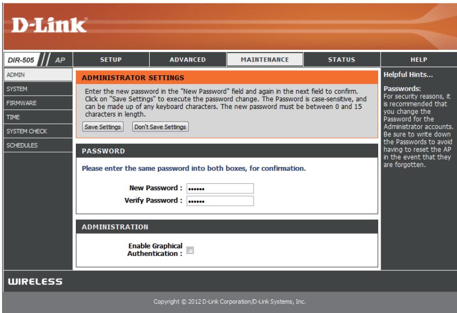 D-LINK DIR-505 - Maintenance Administrator - 1