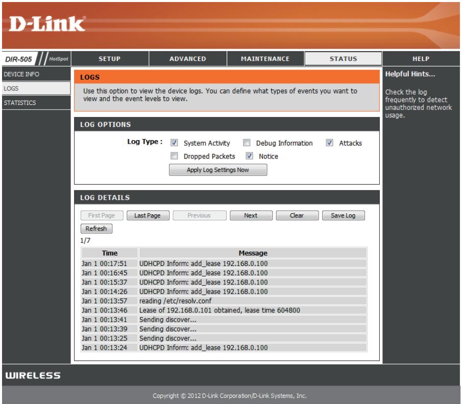D-LINK DIR-505 - Journaux - 1