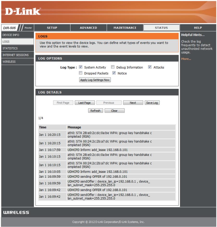 D-LINK DIR-505 - Journaux - 1
