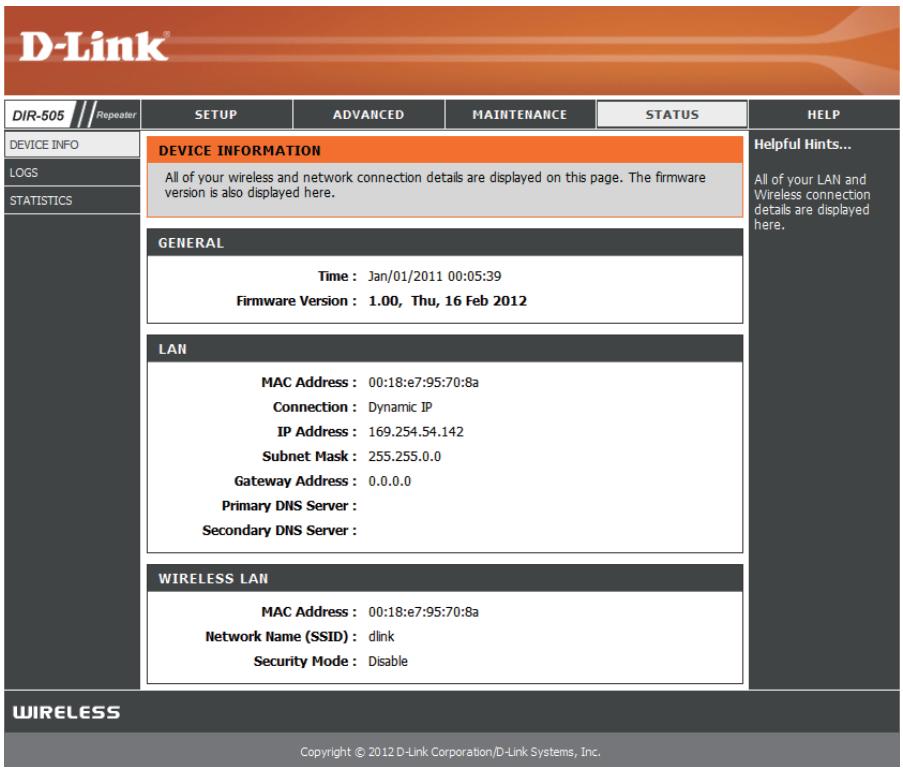 D-LINK DIR-505 - Informations sur le périphérique - 1
