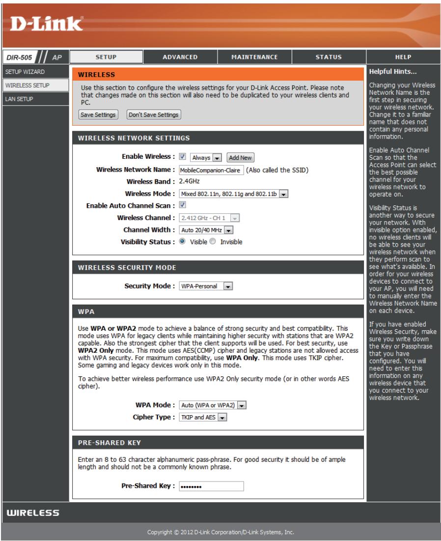 D-LINK DIR-505 - Configuration sans fil - 1