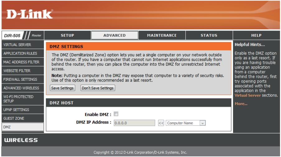 D-LINK DIR-505 - Zone démilitarisée - 1