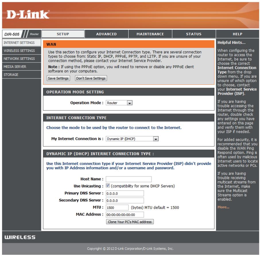 D-LINK DIR-505 - Configuration manuelle de la connexion Internet - 1