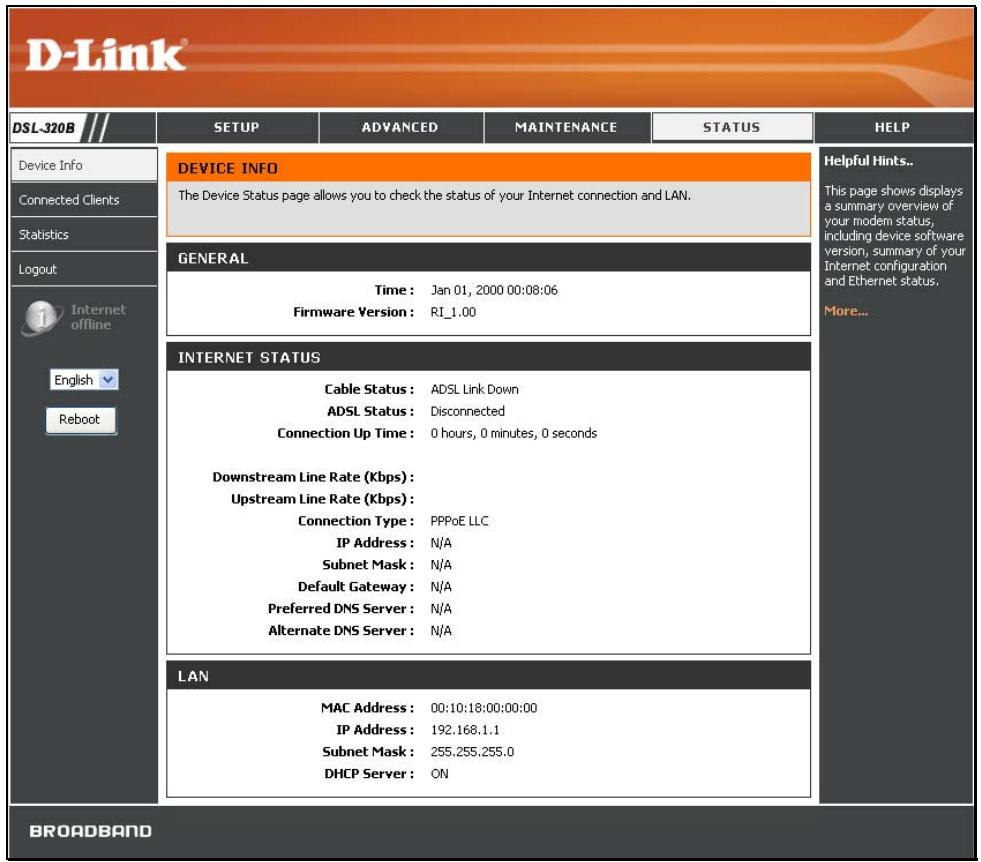 D-LINK DSL-320B - État - 1