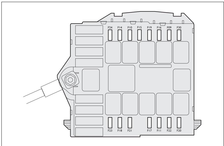 FIAT BRAVO 2007 - Centrale compartment moteur près de la batterie fig. 51 - 2