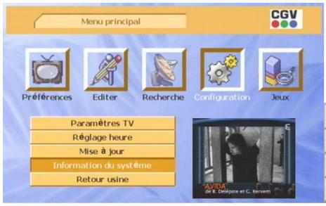 CGV PREMIO PLP - Sous-menu 'information du système - 1