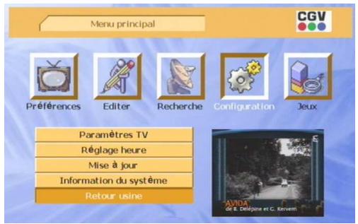 CGV PREMIO PLP - Sous-menu 'retour usine - 1