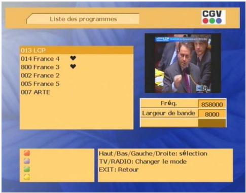 CGV PREMIO PLP - Listes des chaînes - 1