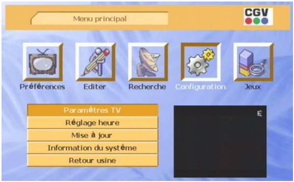 CGV PREMIO PLP - Menu 'configuration - 1