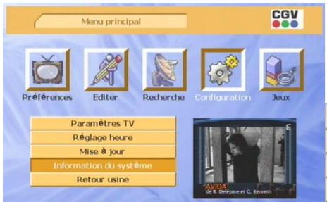 CGV PREMIO PLP - Sous-menu 'information du système - 1