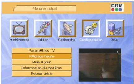 CGV PREMIO PLP - Sous-menu 'réglage heures - 1
