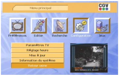 CGV PREMIO PLP - Sous-menu 'retour usine - 1
