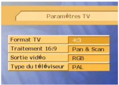 CGV PREMIO PLP - Sous-menu 'paramètres TV - 1