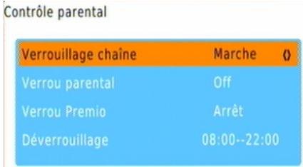 CGV PREMIO HD-W3 70023 - Paramètres utilisés contrôle parental - 1