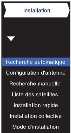 CGV PREMIO SAT HD-W2 - Sous-menu 'Installation' - 1