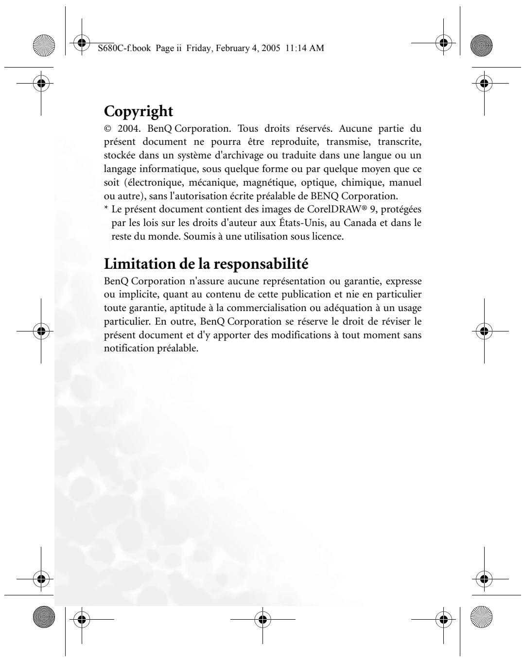 BENQ S680C - Limitation de la responsabilité - 1