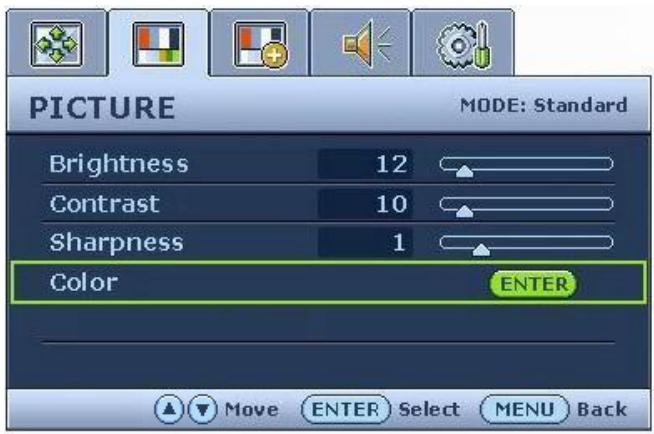 BENQ E2000W - Mode du menu principal - 4