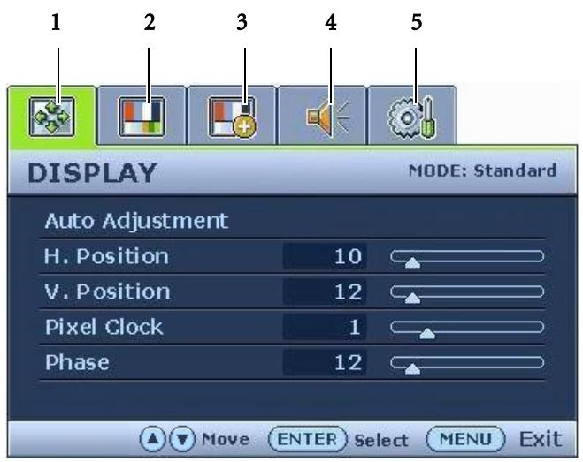 BENQ E900WN - Mode du menu principal - 1