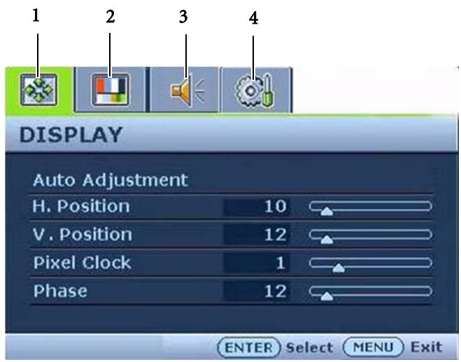BENQ FP73E - Mode du menu principal - 1