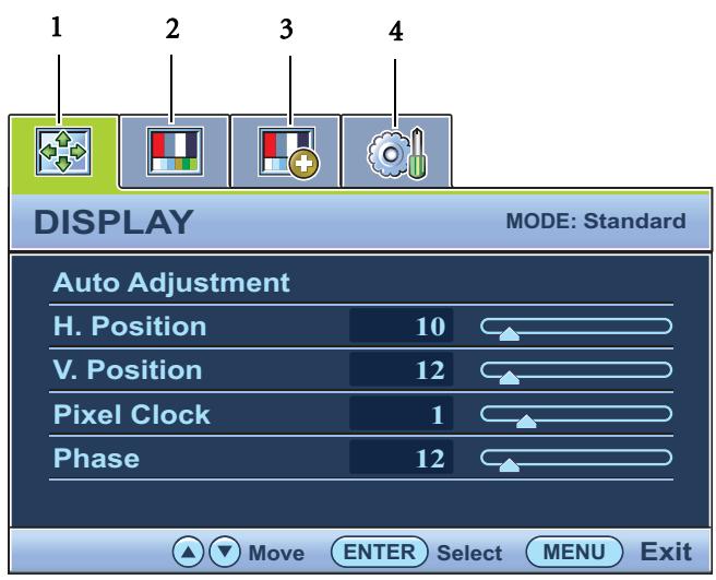 BENQ E2220HDP - Mode du menu principal - 1
