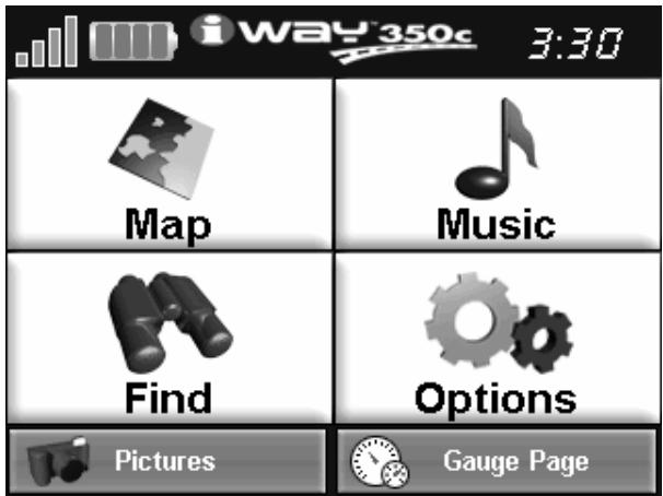 LOWRANCE IWAY 350C - Menu Principal - 1