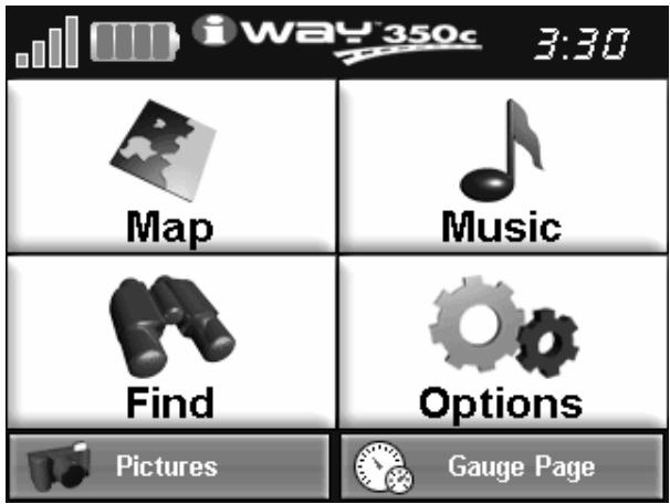 LOWRANCE IWAY 350C - Menu Principal - 1
