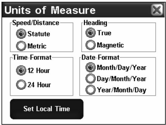 LOWRANCE IWAY 350C - Unités de Mesure - 1