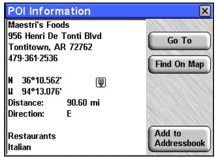 LOWRANCE IWAY 500C - Utilisation de la touche d'Information concernant une Position - 3