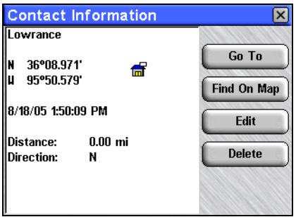 LOWRANCE IWAY 500C - Utilisation de la touche d'Information concernant une Position - 2