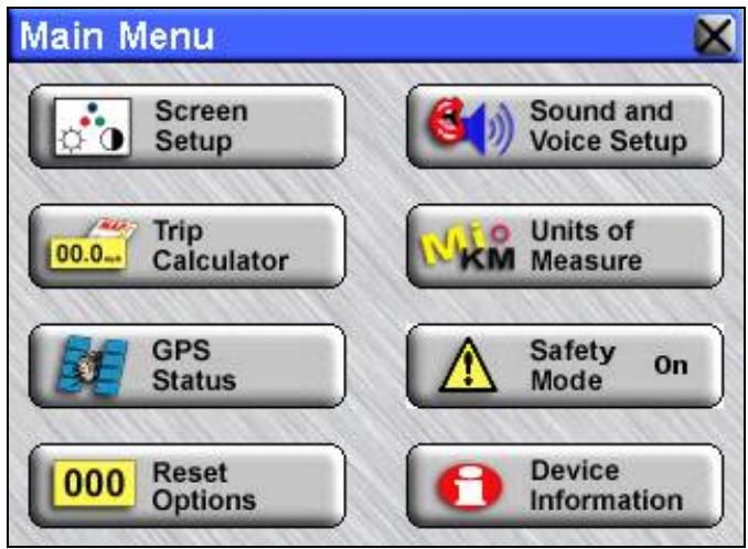LOWRANCE IWAY 500C - Section 4: Options du Menu Principal - 1