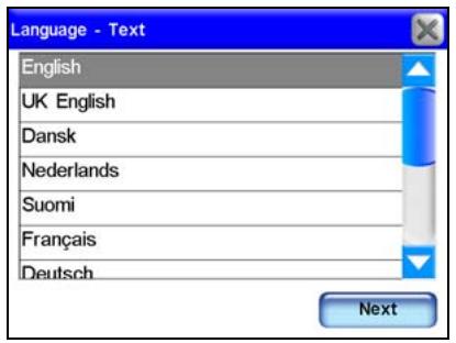LOWRANCE IWAY 600 - Message d'avertissement et menu des langues - 1