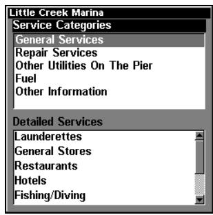 LOWRANCE LMS 337C DF - Pour visualiser les informations sur les services portuaires: - 1