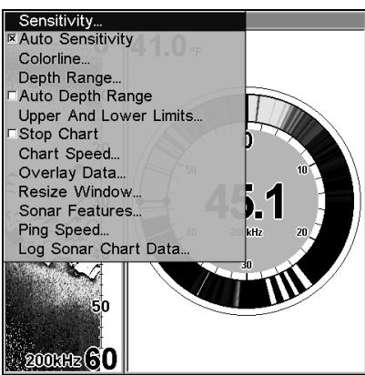 LOWRANCE LMS 337C DF - Pour régler la sensibilité: - 1