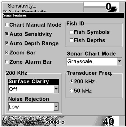LOWRANCE LMS 337C DF - Pour régler le niveau de clarté en surface: - 1