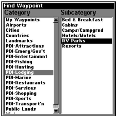 LOWRANCE LMS 337C DF - Rechercher des lieux cartographiques (map places) ou des points d'intérêt (POI) - 2