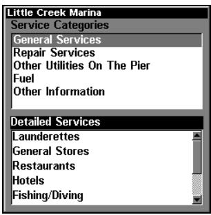 LOWRANCE LMS 337C DF - Pour visualiser les informations sur les services portuaires: - 2