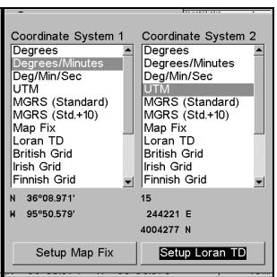 LOWRANCE LMS 337C DF - Sélection du système de coordonnées - 3