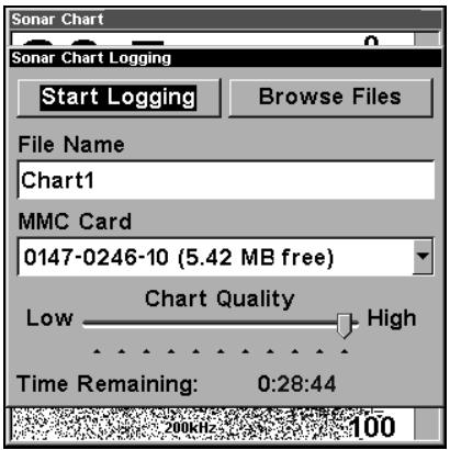 LOWRANCE LMS 337C DF - Enregistrer les données graphiques du sondeur - 2
