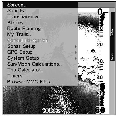 LOWRANCE LMS-332C - Menu Principal - 1