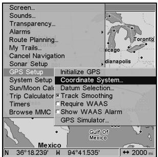 LOWRANCE LMS-332C - Sélection du Systeme de Coordonnées - 1