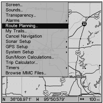 LOWRANCE LMS-332C - Itinéaires créés avec l'appareil - 1