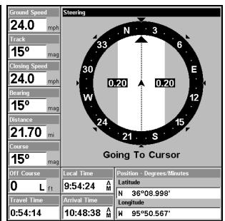 LOWRANCE LMS-332C - Se Rendre à la Position du Curseur sur la Carte - 4