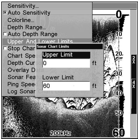 LOWRANCE LMS-332C - Portée en Profondeur - Limites Supérieure et Inférieure - 2